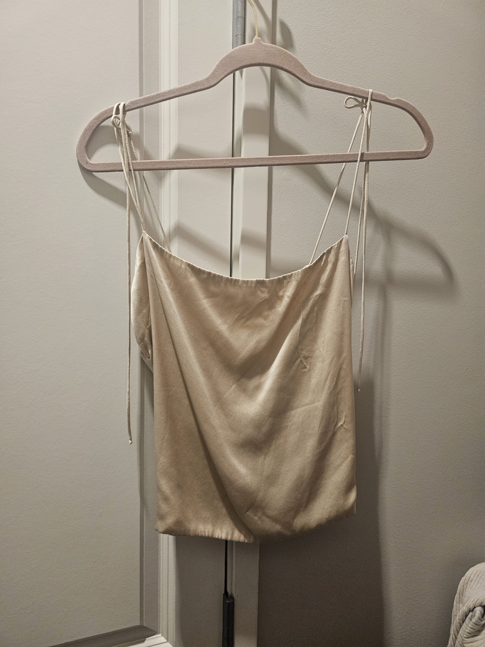 Reformation Satin Tie-Shoulder Cami - Cream